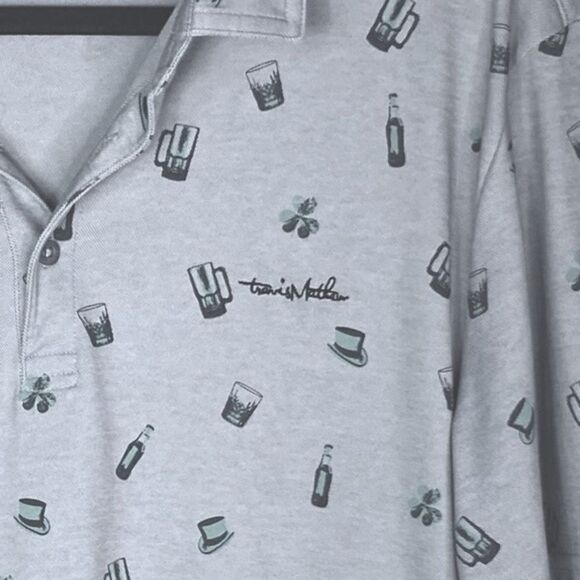 Travis Mathew Men’s Sz Lrg Gray Irish Lucky Treasure Hunt Golf Polo - Picture 3 of 5